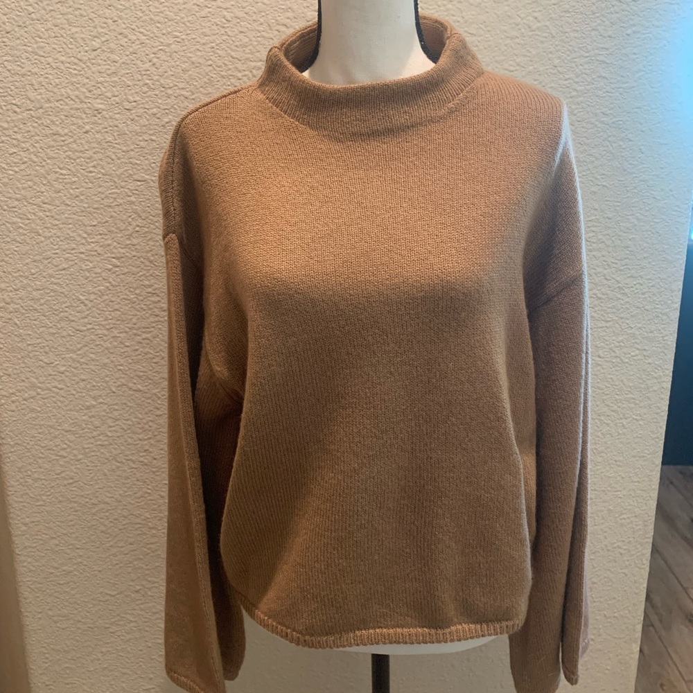 Anne Klein Cropped Sweater with Extra Long Sleeves
